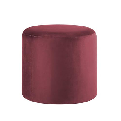 ® 19” Wentworth Ottoman Round Soft Velvet Bench, Stationary Ottomans, Backless Chair, Footrest for Living Room, Footstool Office, Bedroom, Padded Seat, Plum