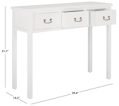SAFAVIEH Home Collection – Cindy White Console Table with Three Drawers, French Farmhouse Storage Console, Tapered Leg Design (AMH6568C)