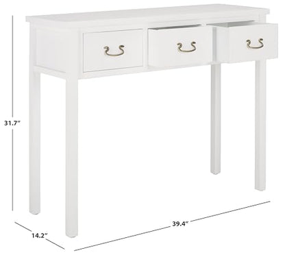 SAFAVIEH Home Collection – Cindy White Console Table with Three Drawers, French Farmhouse Storage Console, Tapered Leg Design (AMH6568C)