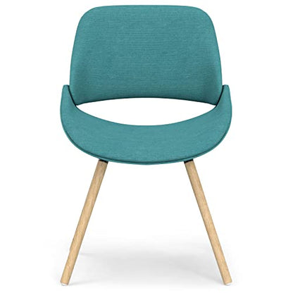 Malden Dining Chair in Aqua Blue Linen Look Fabric, 22.8 x 20.9 x 30.9 inches, Bentwood Design with Light Wood Legs for Dining Room