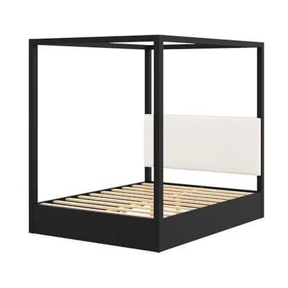 Concur Wooden Canopy Bed Frame Queen Size with Headboard, view 6