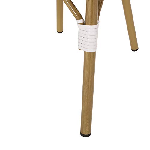 Philomena Outdoor French Bistro Chair (Set of 2), Black + White + Bamboo Print Finish