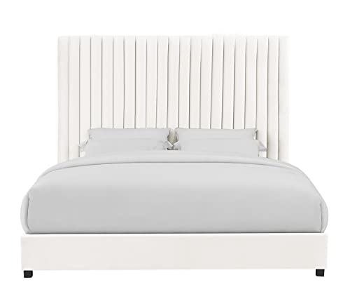 Tov Furniture Arabelle Upholstered Velvet Bed (White, Queen (U.S. Standard))