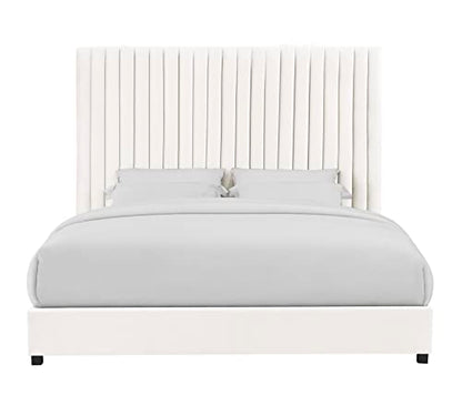Tov Furniture Arabelle Upholstered Velvet Bed (White, Queen (U.S. Standard))
