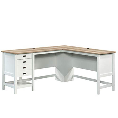 Cottage Road L Shaped Desk Computer Desk with Drawers, Home Office Desk with Optional File Cabinet Storage, Cable Management, in Soft White Finish