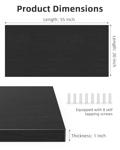 Universal 55 x 20 One-Piece Solid Wood Table Top, 1" Thick Desktop for Stand Up Height Adjustable Desk Frames, Home Office Tabletop, Countertop DIY