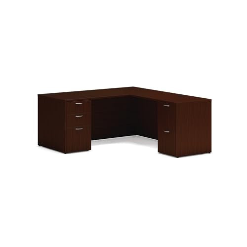 MOD L-Desk with Dual Pedestals, Home Office L Shape Executive Desk with Drawers, view 2