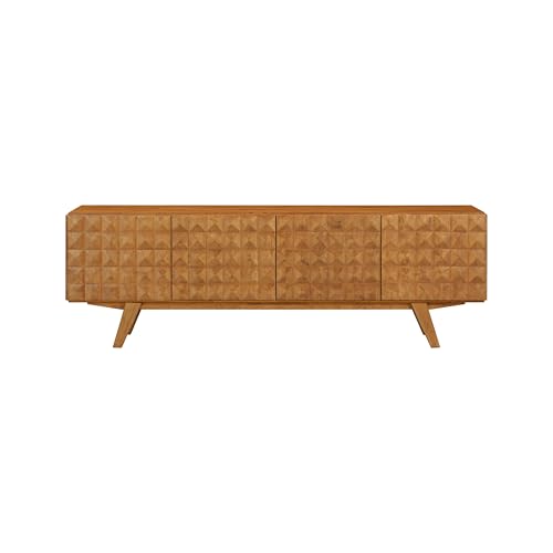 Sapa Mid-Century Modern Solid Wood TV Stand 4-Door Media Console with Carved, view 4