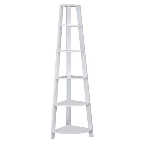 Monarch Specialties I 2496 Bookshelf, Bookcase, Etagere, Corner, 5 Tier, 72"H, Office, Bedroom, Laminate, White, Contemporary, Modern