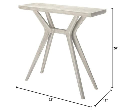 Verso Console Table, 36 Inch Solid Wood Modern Sofa Table, Narrow Entryway Table for Hallway, Behind The Couch, Living Room, Foyer, Coastal White