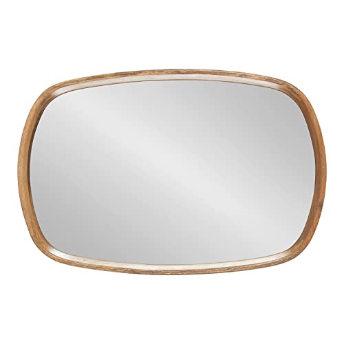 Prema Soft Round Rectangle Modern Wall Mirror; Natural Brown; 20 x 30; Framed Rounded Rectangular Mango Wood Mirror for Minimal Home Decor