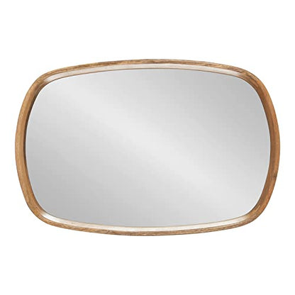 Prema Soft Round Rectangle Modern Wall Mirror; Natural Brown; 20 x 30; Framed Rounded Rectangular Mango Wood Mirror for Minimal Home Decor
