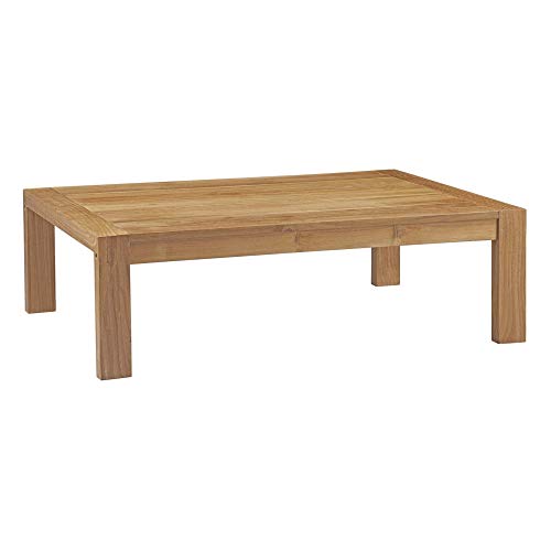 Upland Teak Outdoor Collection | Durable Teak Wood Furniture Set with All-Weather White Cushions | Includes Coffee Table & 2 Armchairs | Ideal for Balcony, Patio, Poolside, Garden
