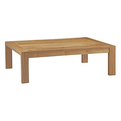 Upland Teak Outdoor Collection | Durable Teak Wood Furniture Set with All-Weather White Cushions | Includes Coffee Table & 2 Armchairs | Ideal for Balcony, Patio, Poolside, Garden