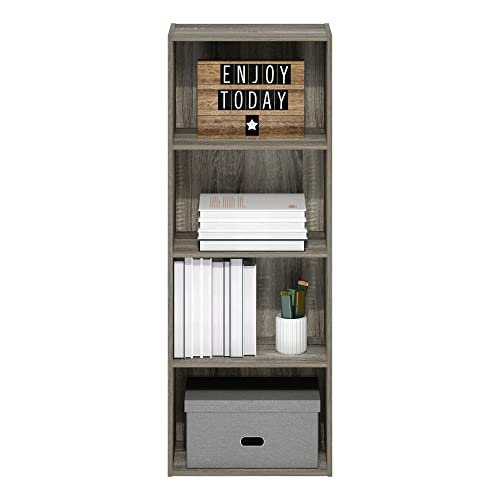 LUDER 4-Tier Book Shelf, Open Shelves Bookshelf, French Oak, view 7
