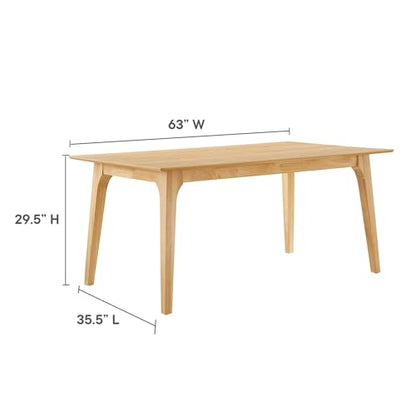 Juxtapose 63Inch Dining Table Solid Wood Oak Finish Modern Kitchen Room Entertaining Home Furniture Quality Stylish Elegant Durable Refined Versatile Contemporary