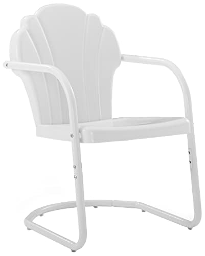 Tulip 2-Piece Outdoor Chair Set, Retro Metal Patio Chairs for Dining, Porch, Deck, Balcony, White Satin