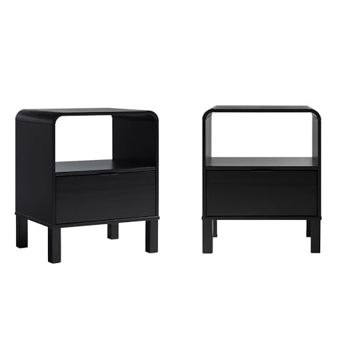 Elias Modern Curved-Frame Solid Wood Nightstand