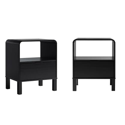 Elias Modern Curved-Frame Solid Wood Nightstand