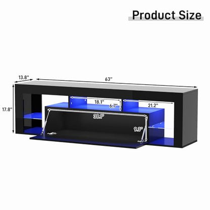 63" Floating High Gloss LED TV Stand for 75" TVs, view 3