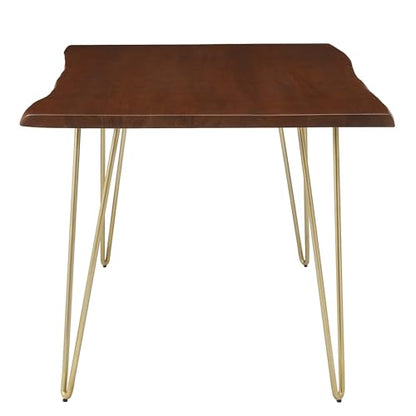 Henley Dining Table 60 Inch Live Edge Acacia Wood Gold Walnut Finish Modern Kitchen Room Entertaining Home Furniture Quality Stylish Elegant Durable Refined Versatile