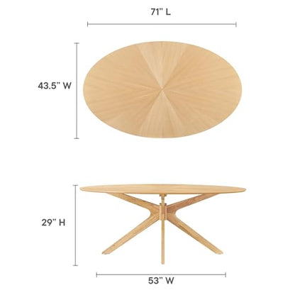 Crossroads 71Inch Oval Dining Table Solid Wood Oak Finish Modern Kitchen Room Entertaining Home Furniture Quality Stylish Elegant Durable Refined Versatile Contemporary