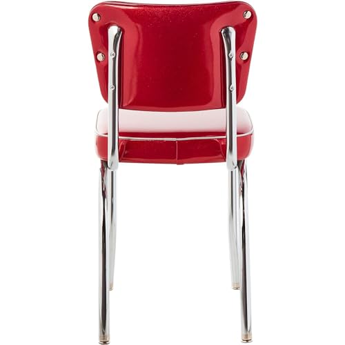 Glitter Sparkle Retro Chrome Kitchen Chair with 2" Box Seat, Red