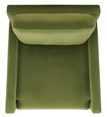SAFAVIEH Home Collection Kye Mid-Century Modern Olive Green Velvet Accent Chair (Fully Assembled)