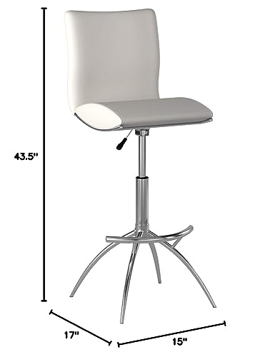 Minimalist Collection Height Adjustable Swivel Leatherette Bar Stool with Cushion and Gas Lift, Set of 2, White (S6049WH)