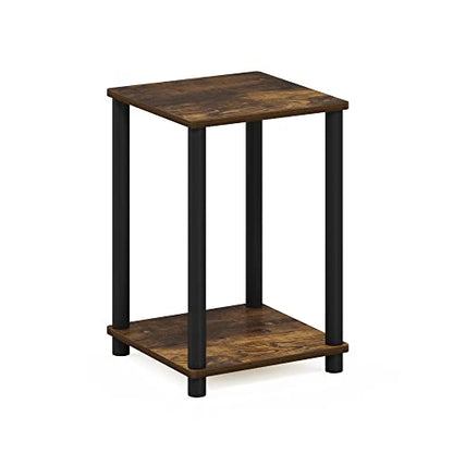 TURN-N-TUBE Side Table, 2-Tier Modern Square End Table with Open Shelf, Toolless Night Stand, Bedside Table, for Living Room, Bedroom, Amber Pine