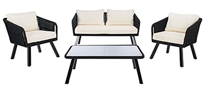 Kerson Wicker Cushions Black/Beige Outdoor Set, view 2