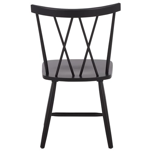 SAFAVIEH Furniture, Tayten Dining Chair Set of 2, Matte Black Solid Wood, view 6