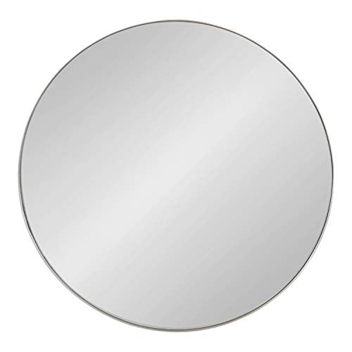 Rollo Modern Round Wall Mirror, 28 inch Diameter, Silver, Beautiful Circle Mirror for Wall