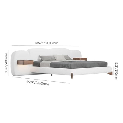 Modern Boucle Walnut Wood Bed Frame Set with Smart Features, view 3