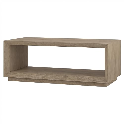 48" Rectangular Coffee Table with Open Storage Shelf for Living Room, Family Room, or Office, Weathered Gray