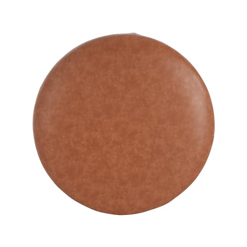 GAVI PU Leather Ottoman Foot Stool, 30" Pouf Footstool Ottoman Seat, Upholstered Foot Chair, Round Footrest, Modern Side Table for Living Room Bedroom Home Decor, Cognac Brown
