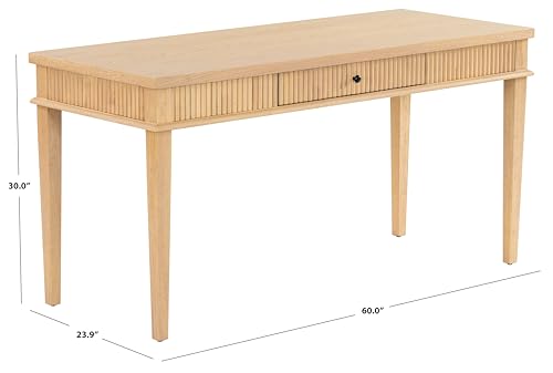 SAFAVIEH Couture Collection Shelbie Oak Brown & Black 1-Drawer Reeded Computer Table Office Writing Desk