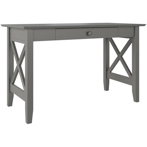 Farmhouse Solid Wood Writing Desk, 48 in Wide, Gray Finish, Felt Lined Drawer, view 2