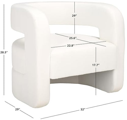 SAFAVIEH Couture Collection Anissa White Barrel Back Upholstered Accent Chair (Fully Assembled)