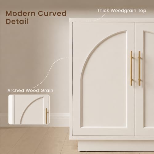 Arden 118" W Modern Sideboard Buffet Cabinet with Storage, Beige Grey, view 5