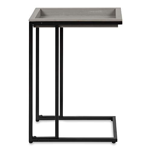 Lockridge Modern Farmhouse Side C-Table, 18.5" x 12" x 26.75", Rustic Gray and Black
