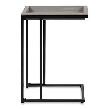 Lockridge Modern Farmhouse Side C-Table, 18.5" x 12" x 26.75", Rustic Gray and Black