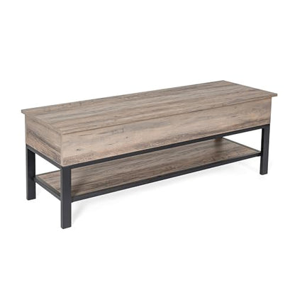 Wyatt Farmhouse Entryway Storage Bench with Lower Shelf Perfect for Entryway, Mudroom, or Bedroom, Gray