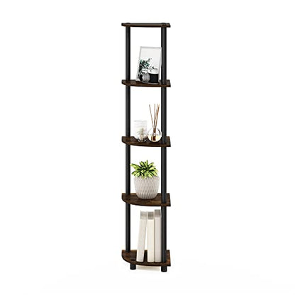 TURN-N-TUBE Corner Shelf, 5-Tier Corner Bookshelf, Open Storage Shelves, for Organization and Storage, Living Room, Home Office, Garage, Bedroom, Amber Pine