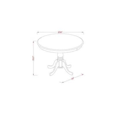 Round Wood Dining Table - Sturdy Kitchen Table for Small Spaces Wirebrushed Black/36-Inch Without Dropleaf