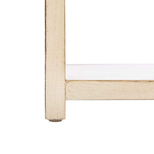 SAFAVIEH Furniture - Sadie 1-Drawer Nightstand - Antique & White - Wood - Glam Gold Hardware Design - Ideal for Bedroom, 21"W x 17.2"D x 26"H - Fully Assembled (NST9201B)