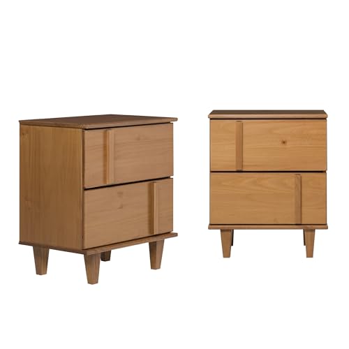 Contemporary 2-Piece Detailed Drawer Solid Wood Nightstands