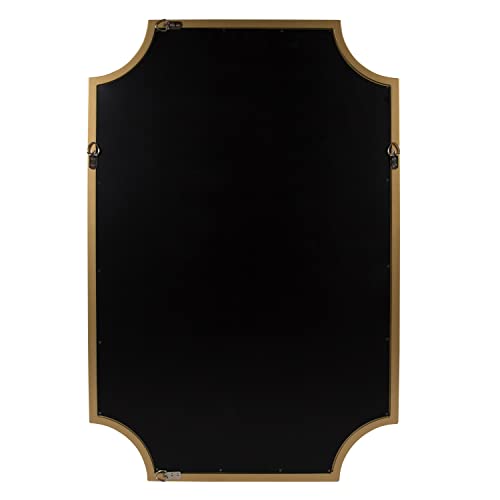 Hogan Wood Framed Wall Accent Mirror with Scalloped Corners, 24x36 Inches, Gold