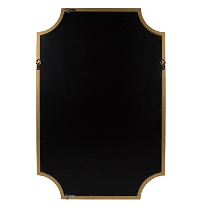 Hogan Wood Framed Wall Accent Mirror with Scalloped Corners, 24x36 Inches, Gold