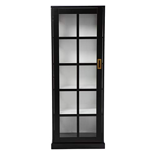 24 inches Long Burland Tall Curio Cabinet, Game Room with Open Concept Living Space Transitional Style, Black